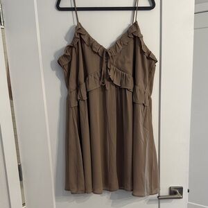 Abercrombie & Fitch Tan Ruffle Mini Dress